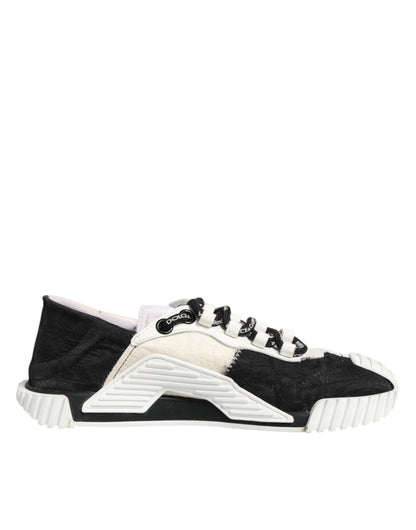 Dolce & Gabbana White Black Leather NS1 Sneakers Shoes