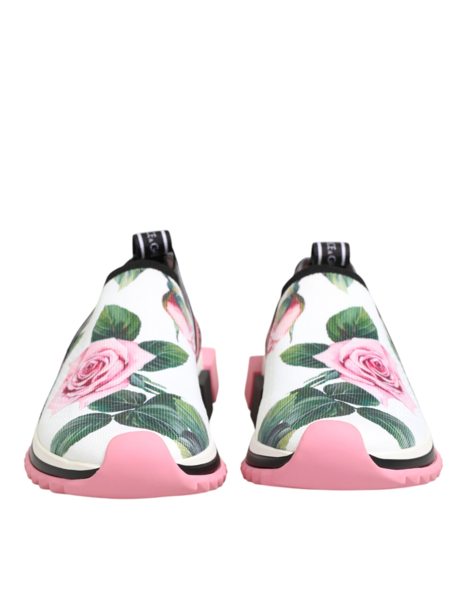 Dolce & Gabbana White Rose Print Sorrento Sneakers