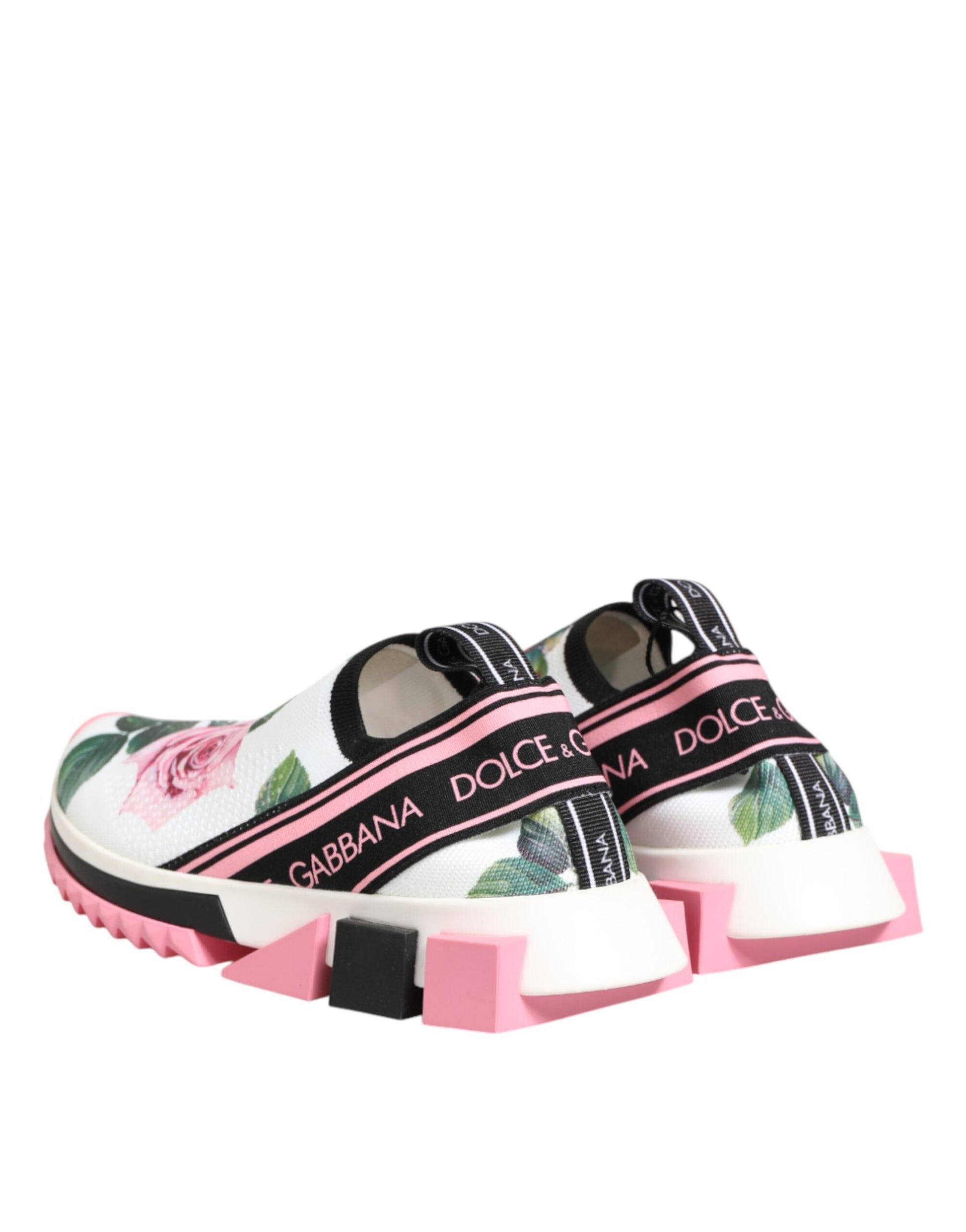 Dolce & Gabbana White Rose Print Sorrento Sneakers