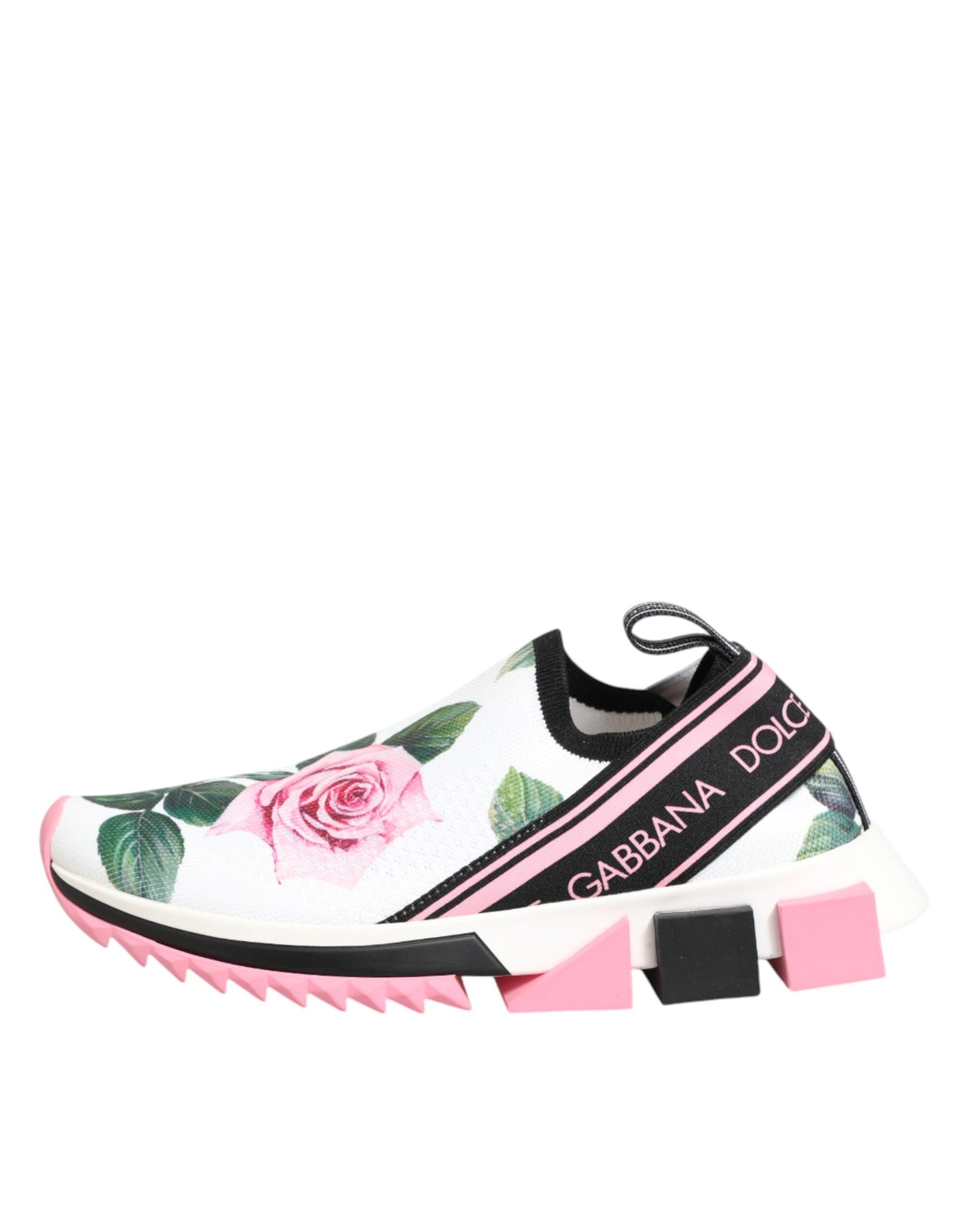 Dolce & Gabbana White Rose Print Sorrento Sneakers