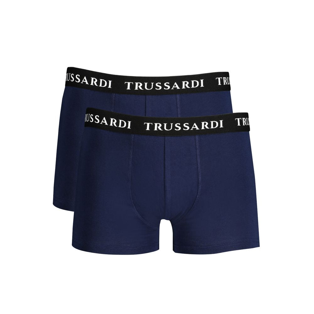 Trussardi Blue Cotton Underwear Bi-Pack Boxer Briefs