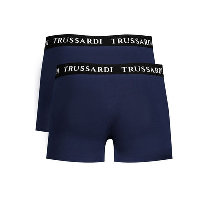 Trussardi Blue Cotton Underwear Bi-Pack Boxer Briefs
