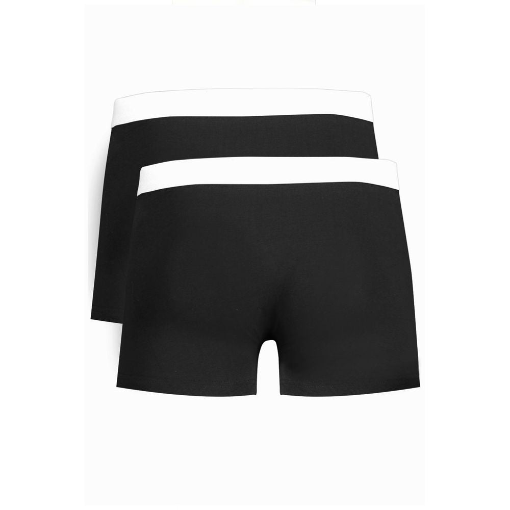 Trussardi Black Cotton Underwear Bi-Pack Boxers