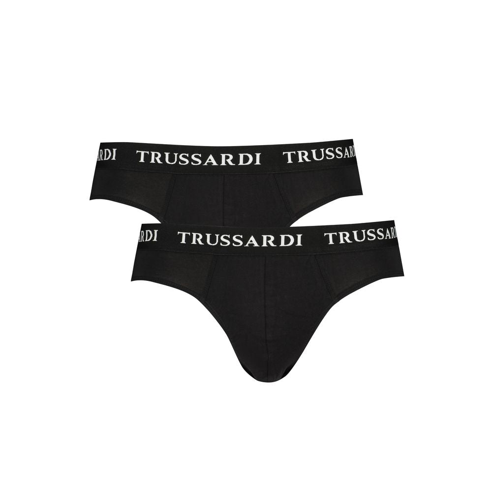 Trussardi Black Cotton Underwear - Bi-Pack Slip