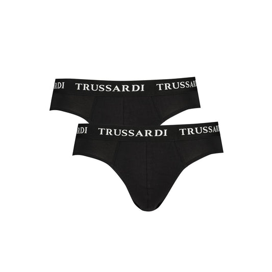 Trussardi Black Cotton Underwear - Bi-Pack Slip