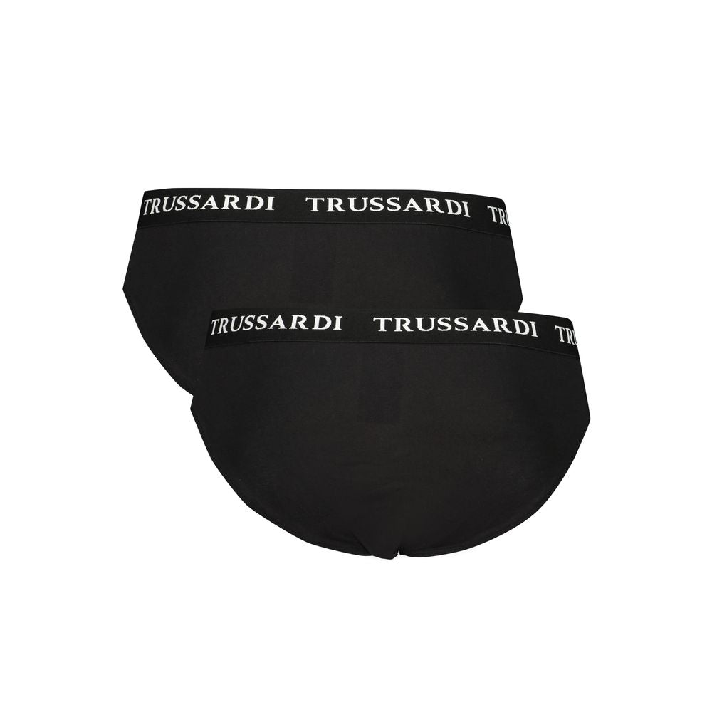 Trussardi Black Cotton Underwear - Bi-Pack Slip