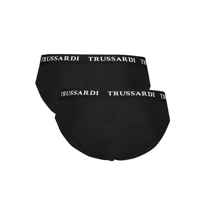 Trussardi Black Cotton Underwear - Bi-Pack Slip