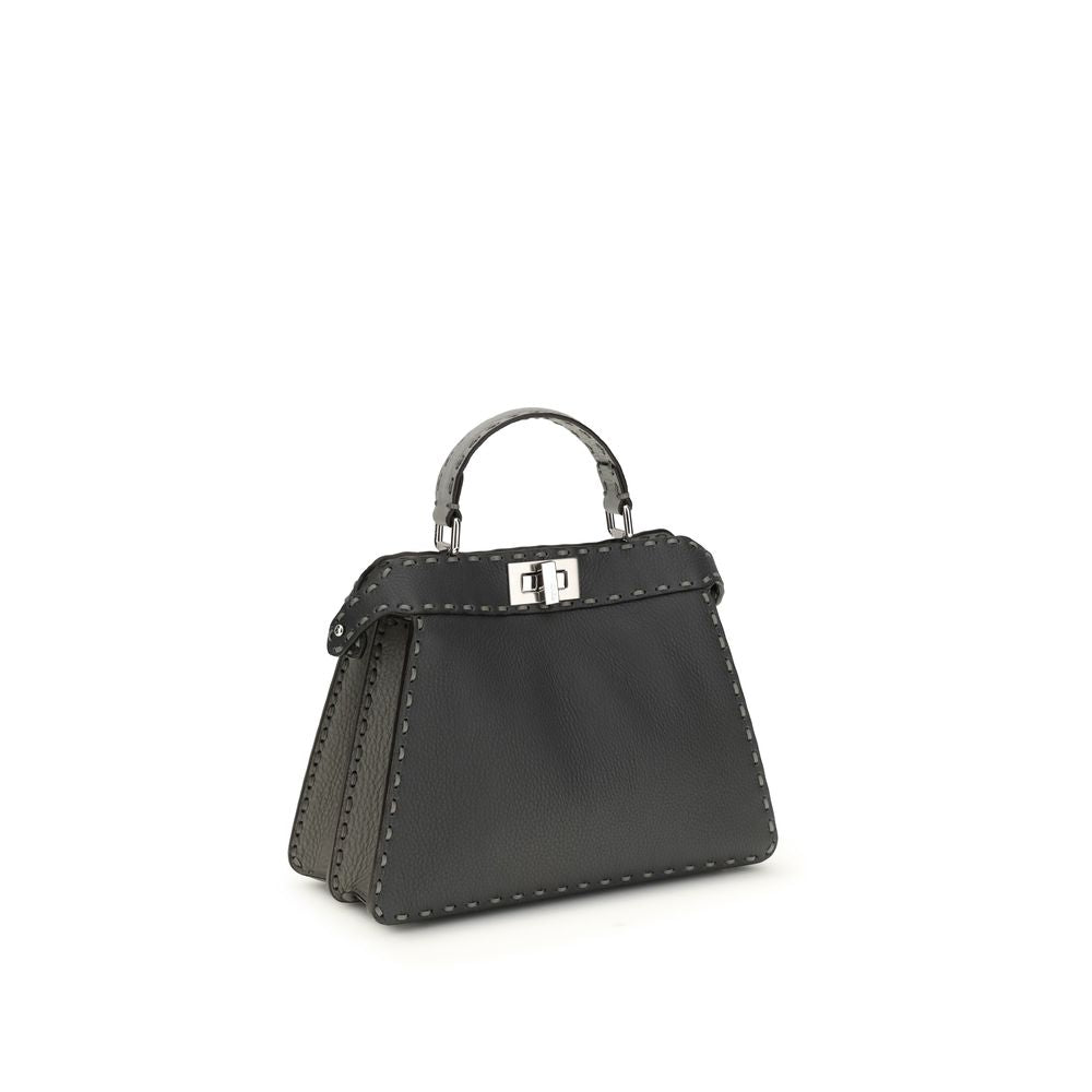 Fendi Peekaboo ISeeU Small Handbag in Gray Blue Leather