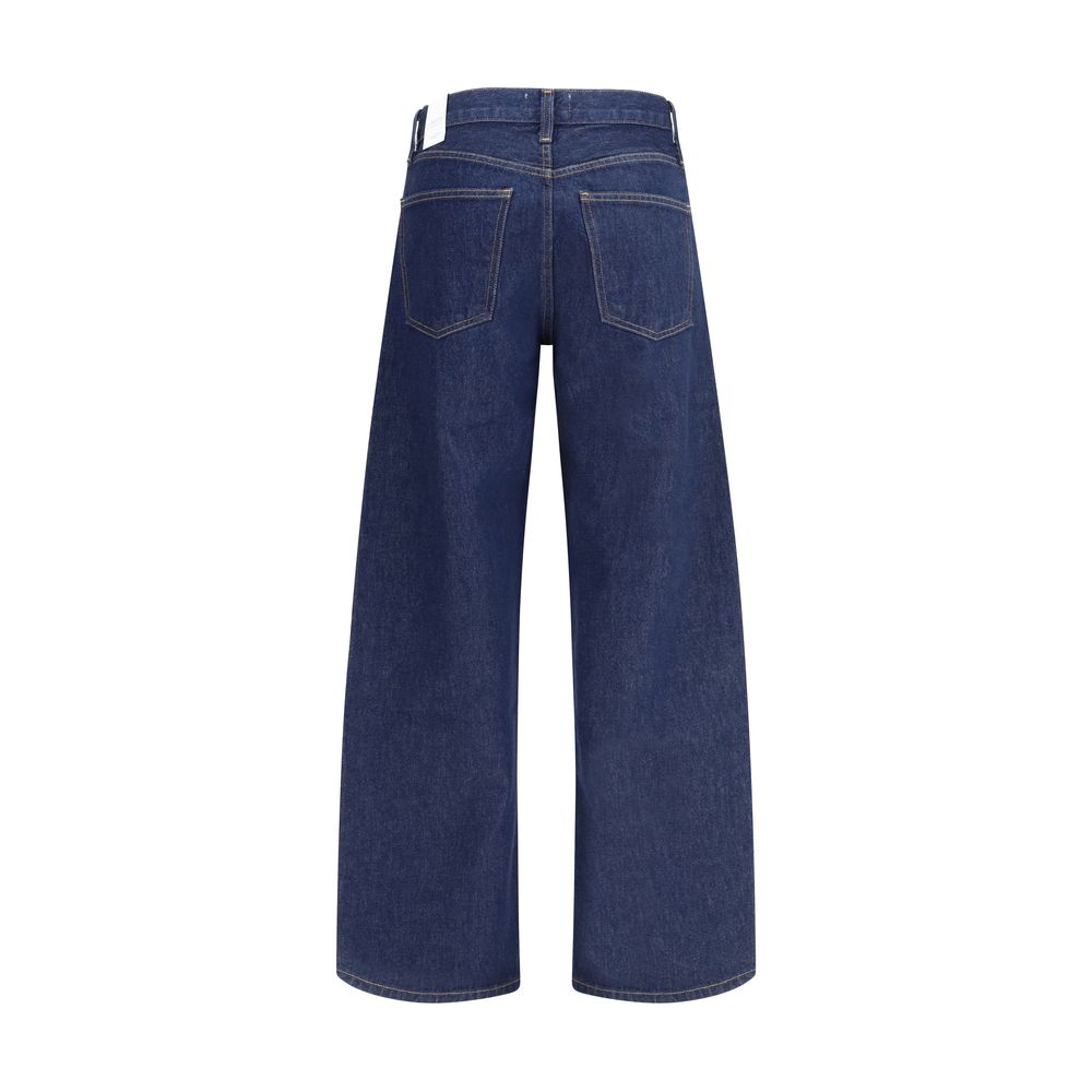 Agolde Blue Cotton Wide-Leg Jeans