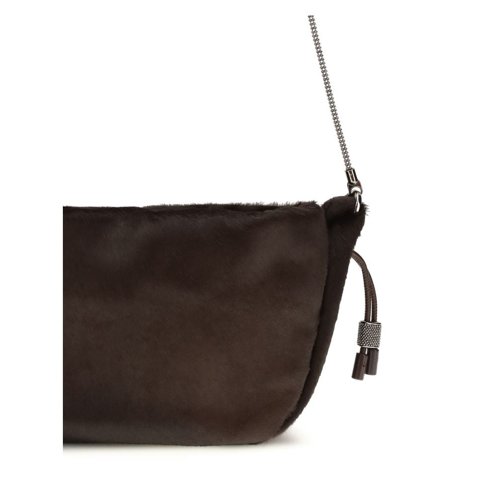 Brunello Cucinelli Mellow Mini Ponyhair Shoulder Bag with Precious Chain