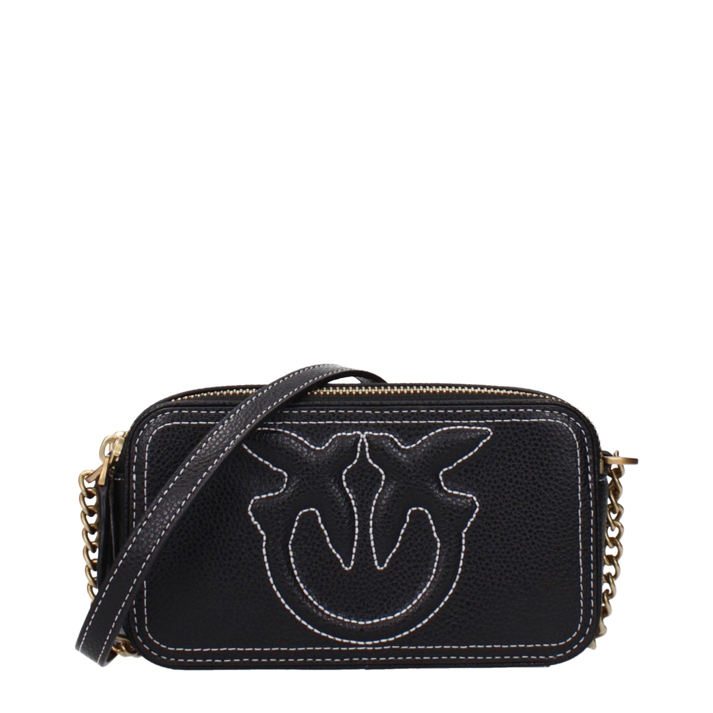 PINKO Black Leather Crossbody Bag: A Chic Statement Piece