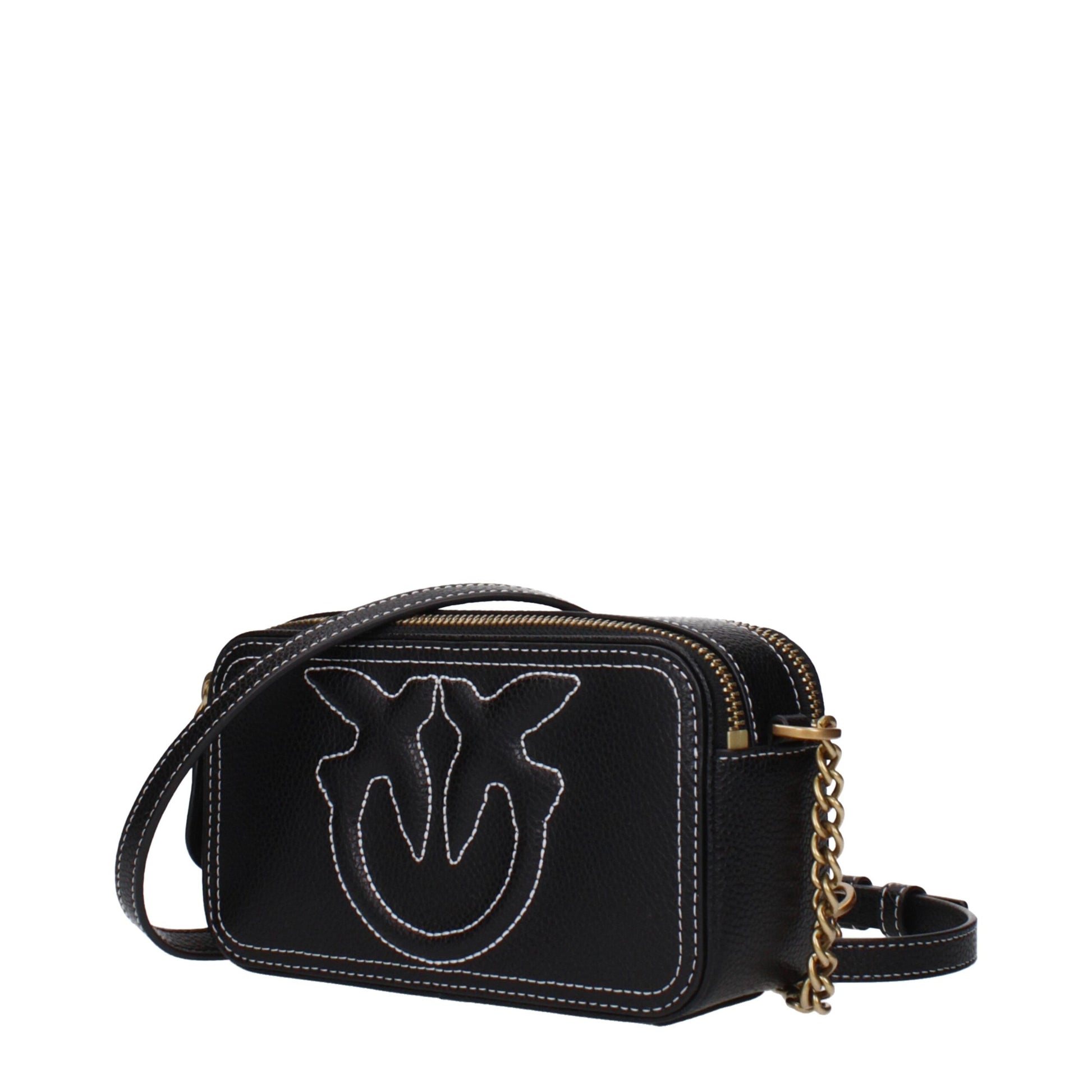 PINKO Black Leather Crossbody Bag: A Chic Statement Piece