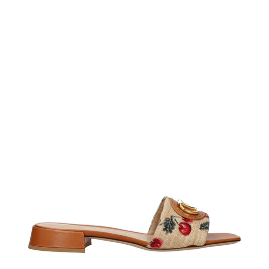 Valentino Garavani Beige Raffia Slip-On Sandals