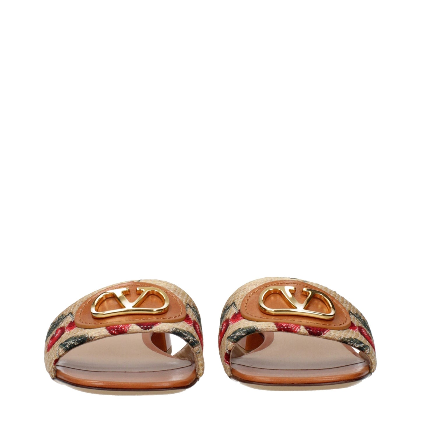 Valentino Garavani Beige Raffia Slip-On Sandals