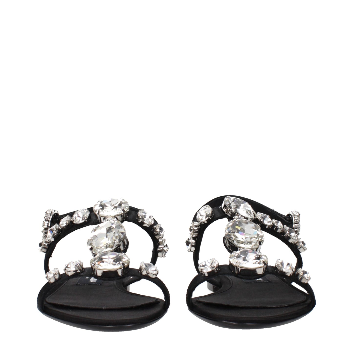 Dolce & Gabbana Black Satin Flat Sandals - Effortless Elegance