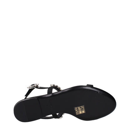 Dolce & Gabbana Black Satin Flat Sandals - Effortless Elegance