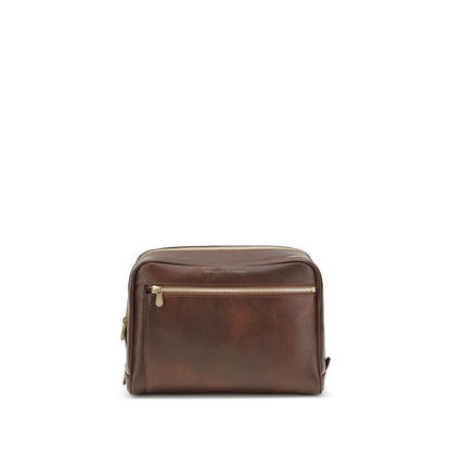 Brunello Cucinelli Brown Calf Leather Beauty Case