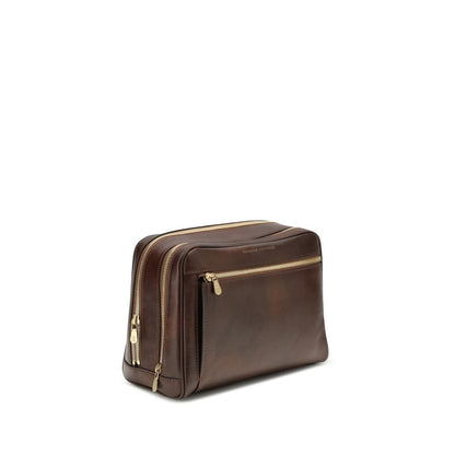 Brunello Cucinelli Brown Calf Leather Beauty Case