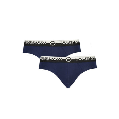 Trussardi Blue Cotton Underwear Bi-Pack Slip