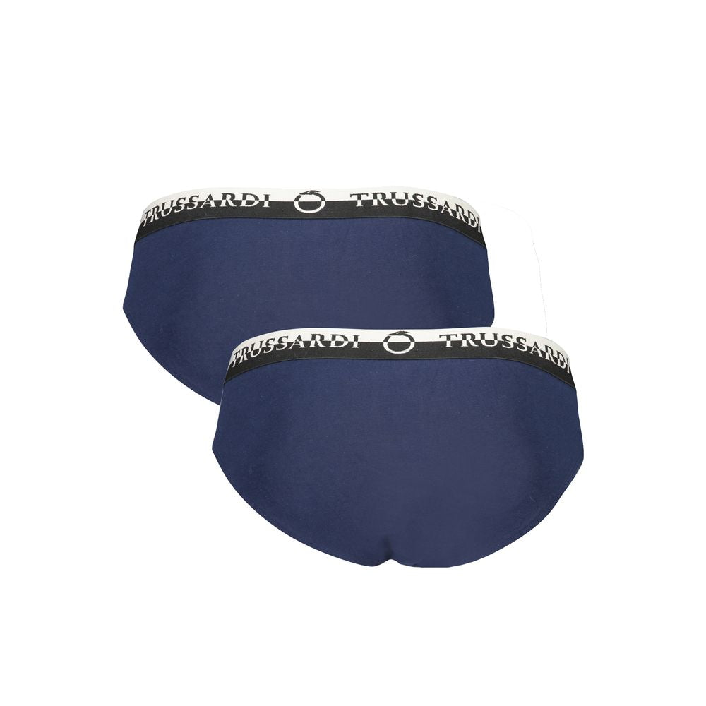 Trussardi Blue Cotton Underwear Bi-Pack Slip