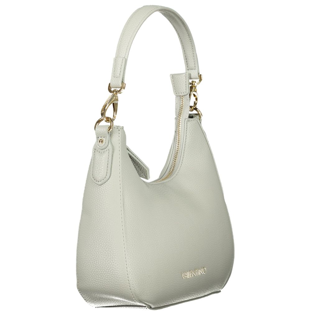 Mario Valentino Gray Leather-Finish Handbag with Adjustable Strap