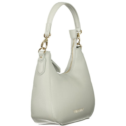 Mario Valentino Gray Leather-Finish Handbag with Adjustable Strap