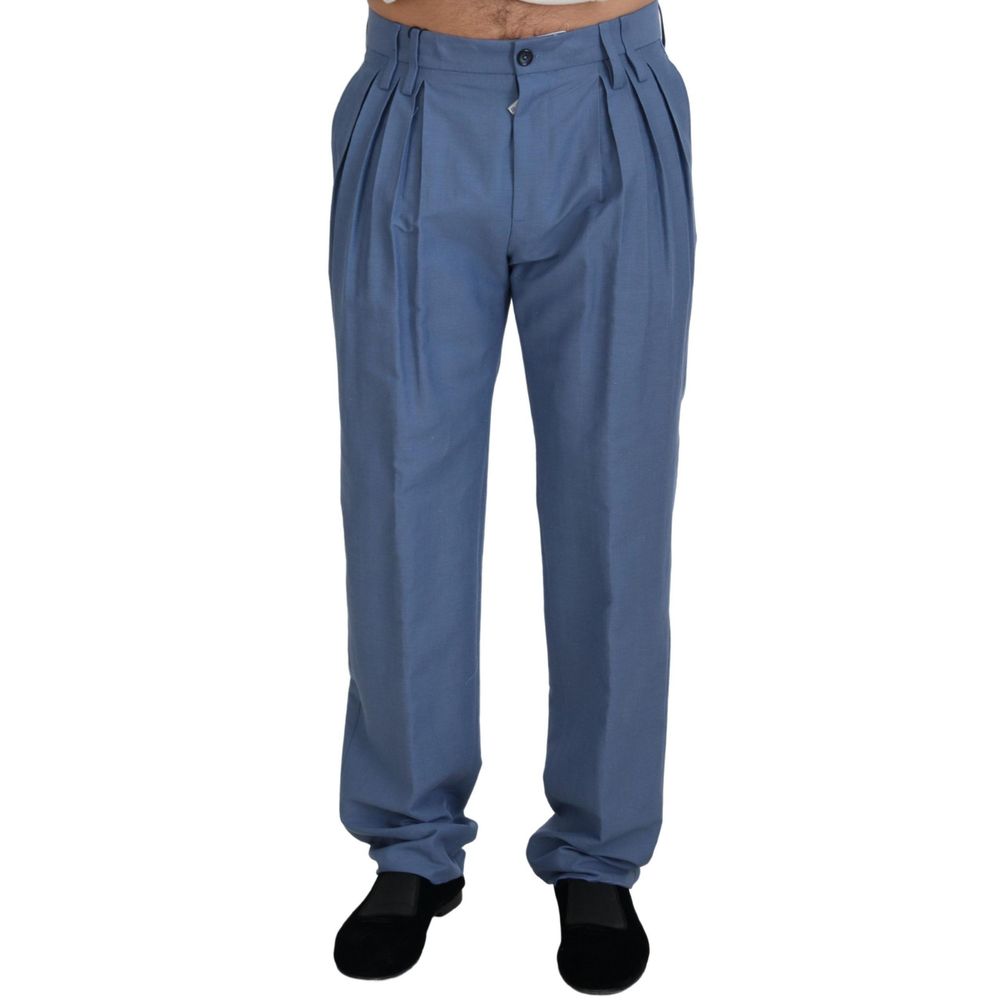 Dolce & Gabbana Blue Cotton Dress Pants
