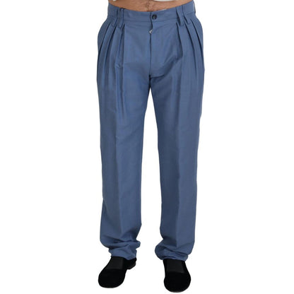 Dolce & Gabbana Blue Cotton Dress Pants