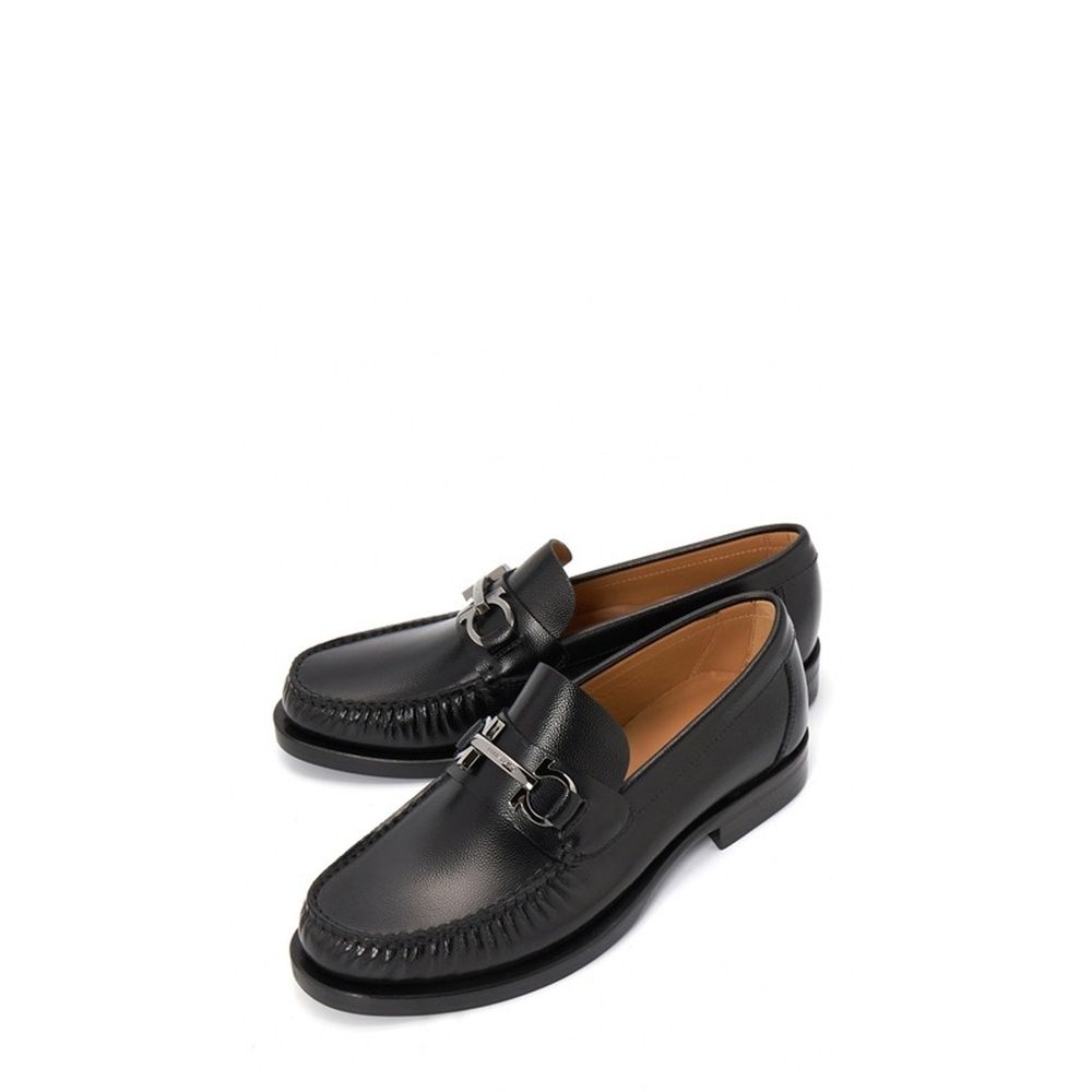 Salvatore Ferragamo Black Calfskin Slip-On Loafers for Men