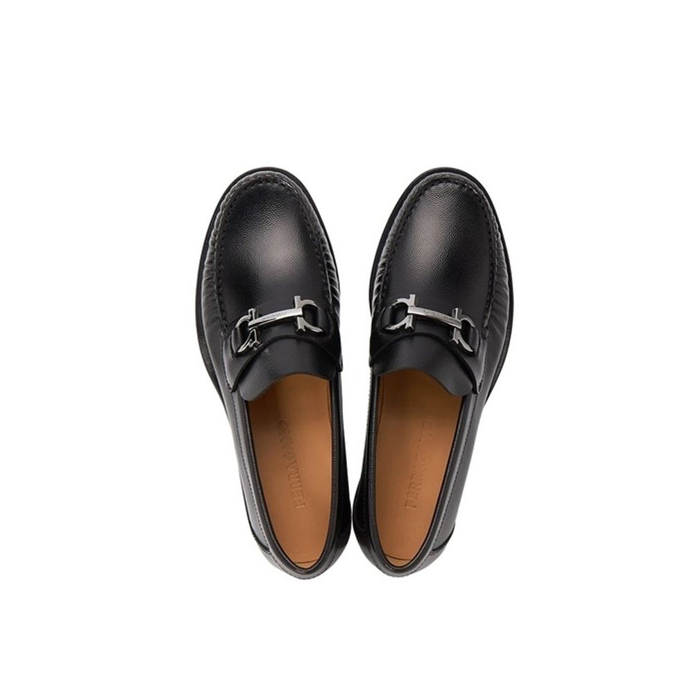 Salvatore Ferragamo Black Calfskin Slip-On Loafers for Men