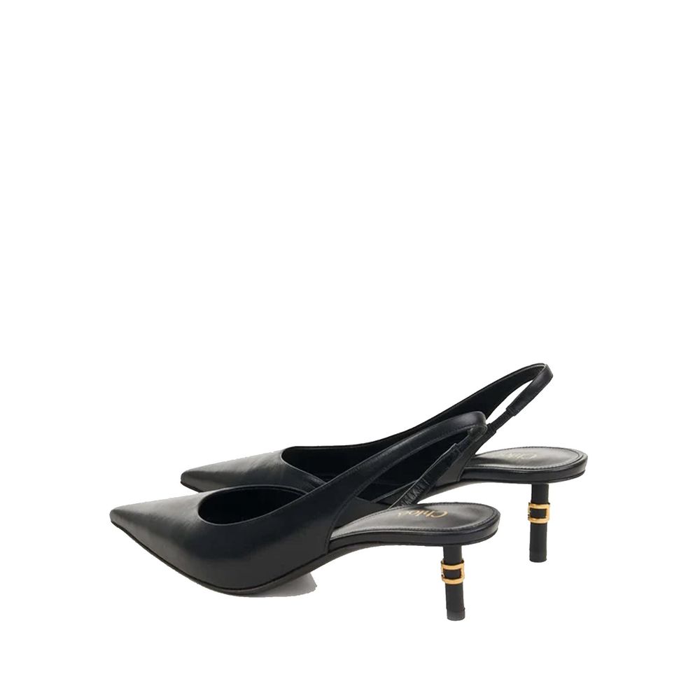 Chloé Black Leather Marcie Slingback Pumps