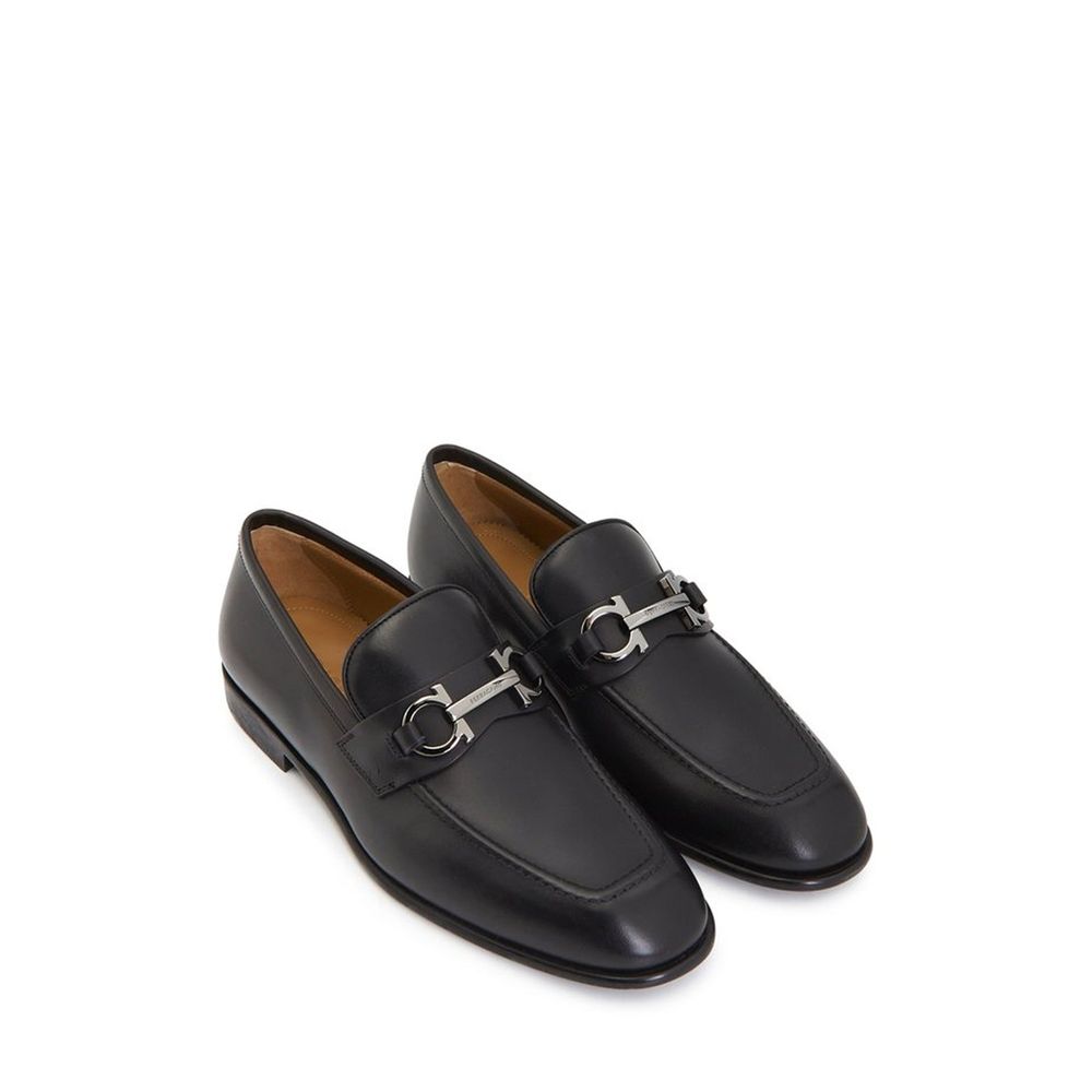 Salvatore Ferragamo Black Calfskin Slip-On Loafers for Men