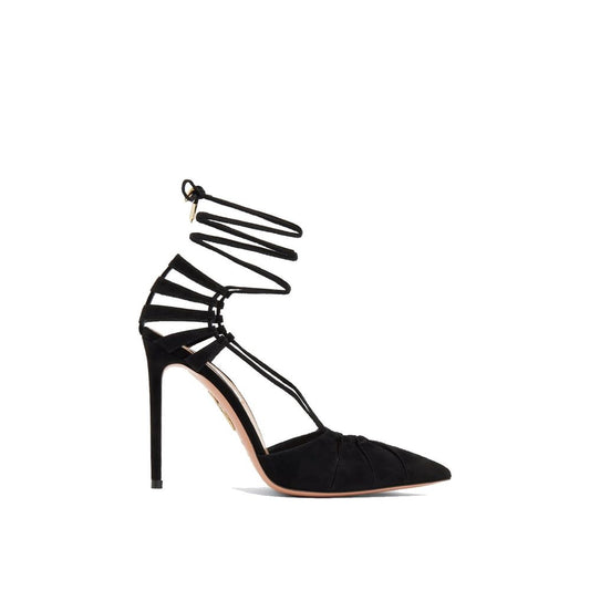 Aquazzura Black Calfskin Lace-Up Heels