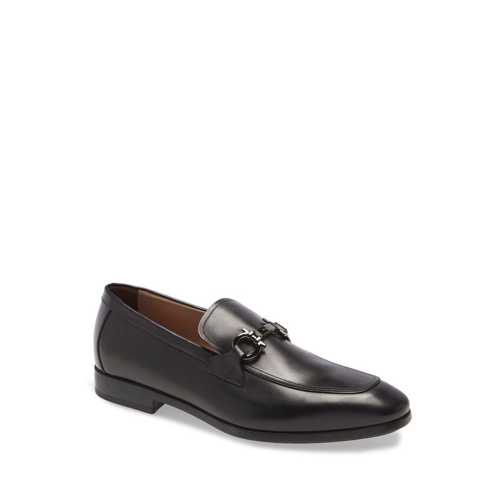 Salvatore Ferragamo Black Calfskin Slip-On Loafers for Men