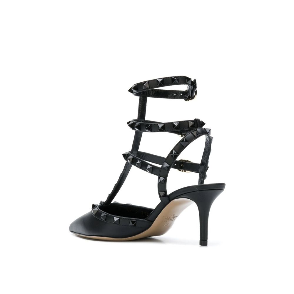 Valentino Garavani Black Calfskin Mid Heel Pumps