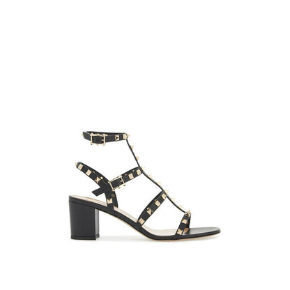 Valentino Garavani Black Calfskin Sandals - Elegance Redefined