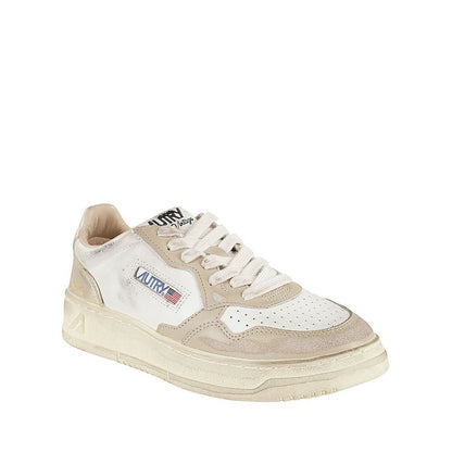 Autry Beige Leather Athletic Sneakers for Women