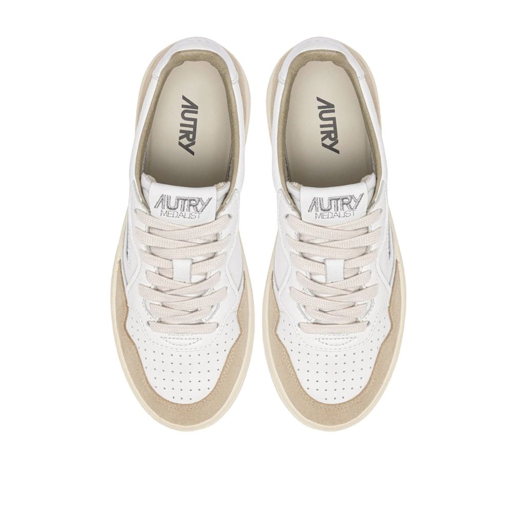 Autry White Goatskin Low Top Sneakers for Women