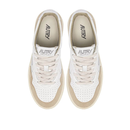 Autry White Goatskin Low Top Sneakers for Men