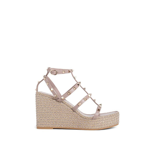 Valentino Garavani Beige Calfskin Wedge Sandals