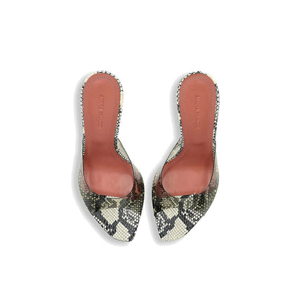 Amina Muaddi Green PVC Stiletto Heel Sandals