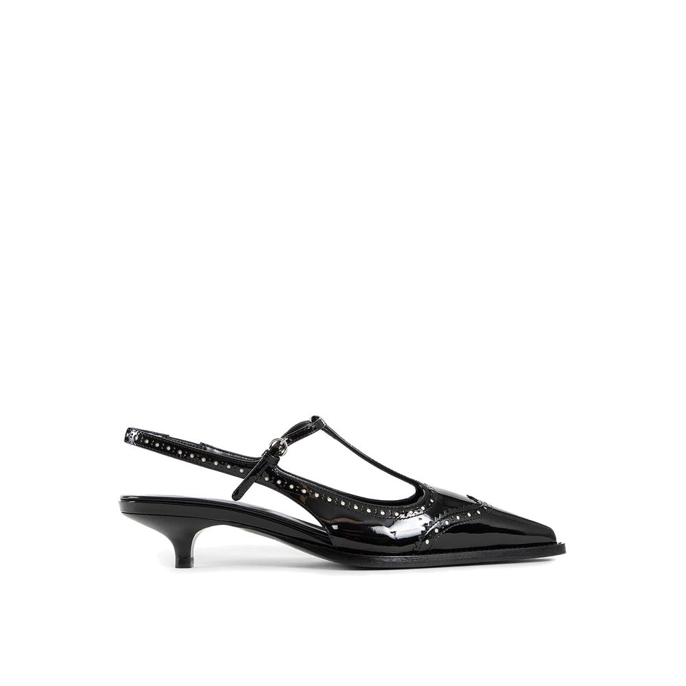 Miu Miu Black Calfskin Mid Heel Pumps