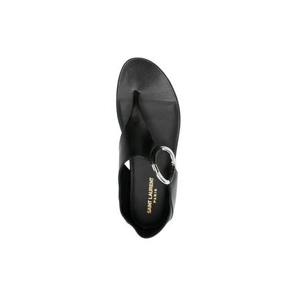 Saint Laurent Black Calfskin Strap-On Sandals