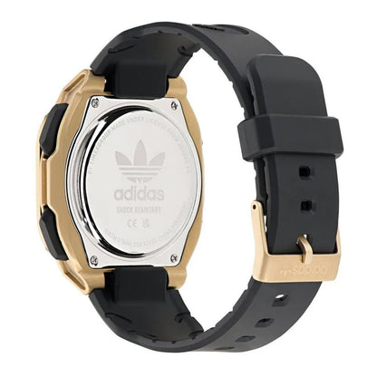 Adidas Black Synthetic Sport Watch - Golden Accents, Quartz Mechanism, 10ATM Water Resistance