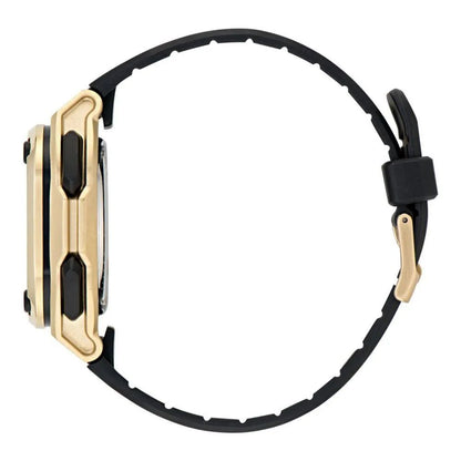 Adidas Black Synthetic Sport Watch - Golden Accents, Quartz Mechanism, 10ATM Water Resistance