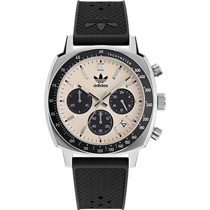 Adidas Black Synthetic Sport Watch - Stylish Grey Stainless Steel Case, 10ATM Water Resistance