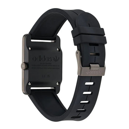 Adidas Black Synthetic Sport Watch - Stylish Grey Dial & Durable Silicone Strap