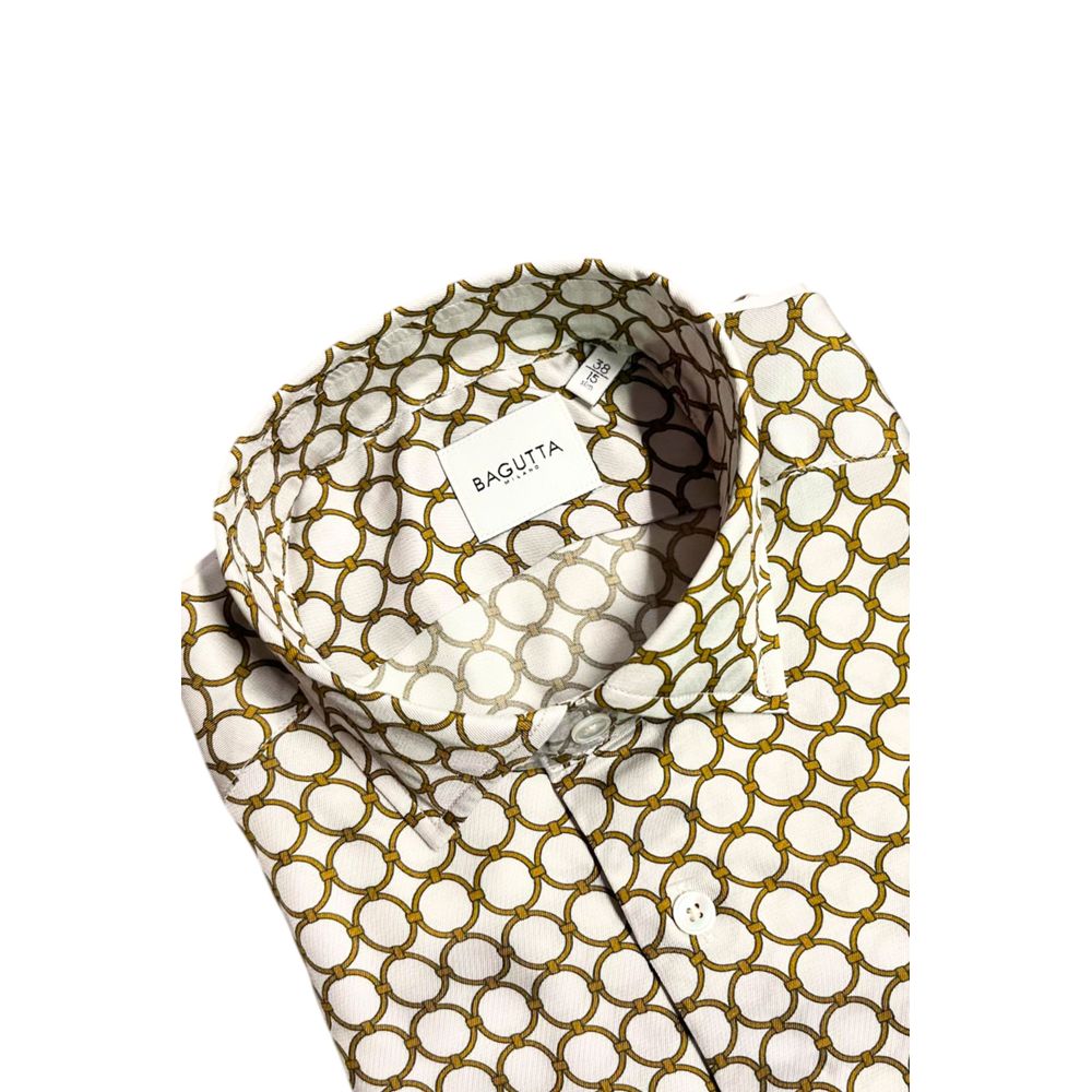 Bagutta White Viscose Men Shirt