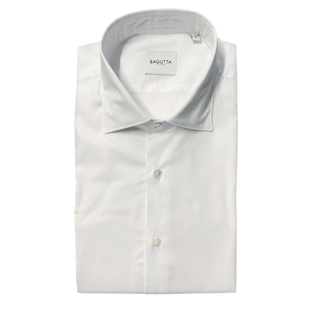 Bagutta White Cotton Men's Slim Fit Shirt