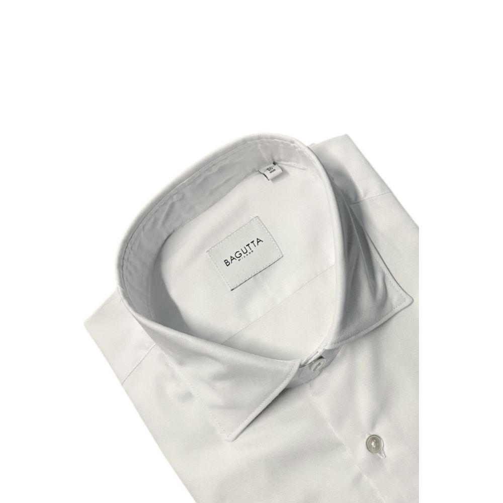 Bagutta White Cotton Men's Slim Fit Shirt